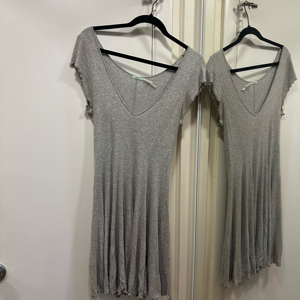 Gray V-Neck Dress